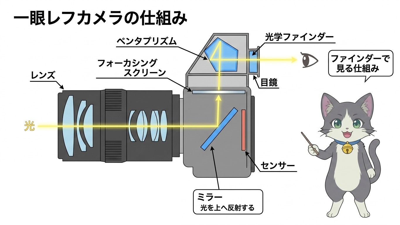 一眼レフカメラの仕組み（光学ビューファインダー）